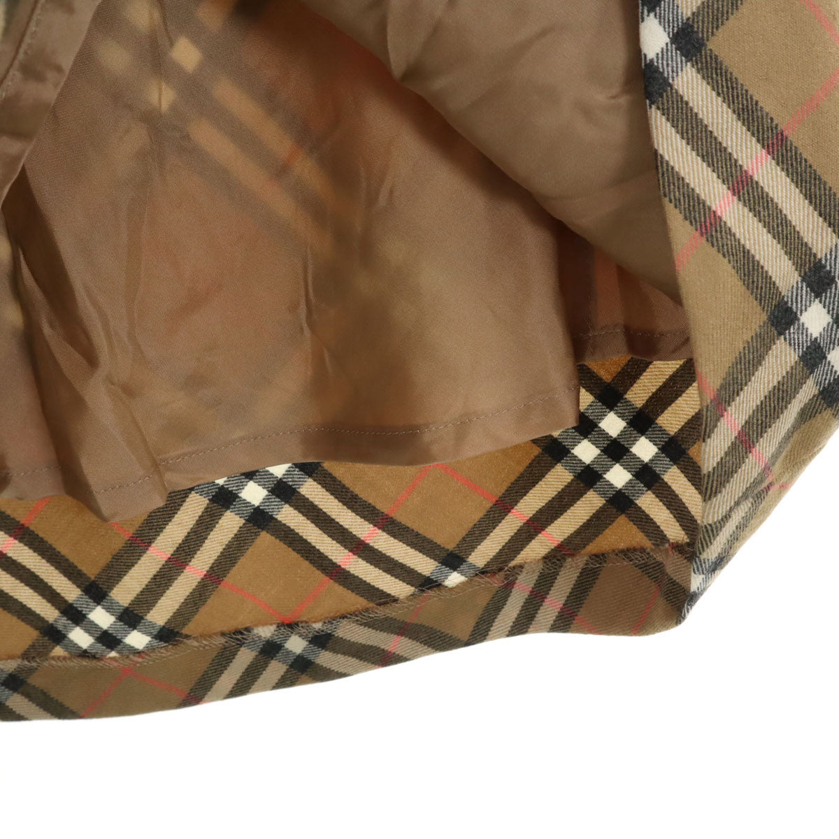 BURBERRY バーバリー ウール チェック柄 ミモレ丈 フレアスカート 38 ベージュ 三陽商会 レディース