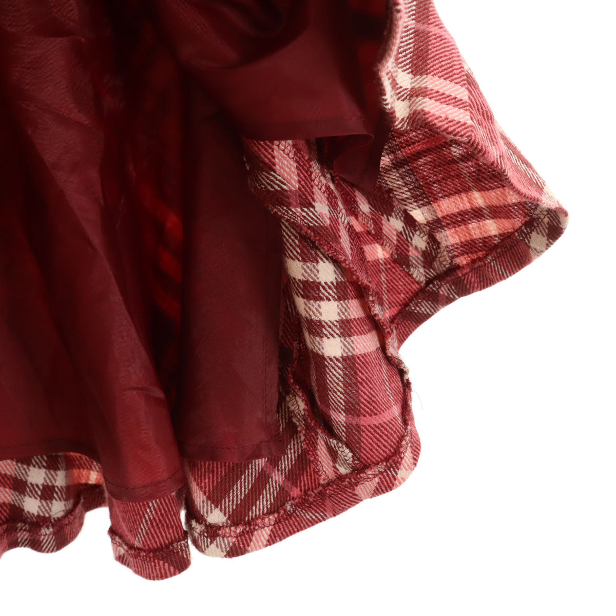 BURBERRY BLUE LABEL バーバリーブルーレーベル 日本製 リネンブレンド チェック柄 ミディ丈 フレアスカート 36 ピンク系 三陽商会 レディース