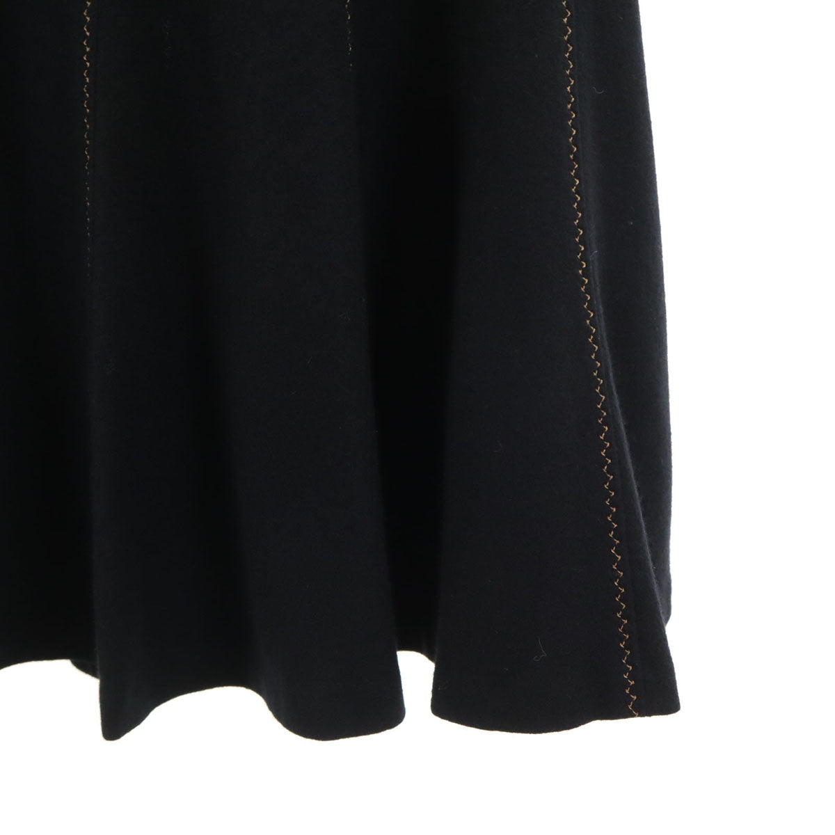 美品 courreges クレージュ ミディ丈 フラノウール フレアスカート 40 ブラック レディース