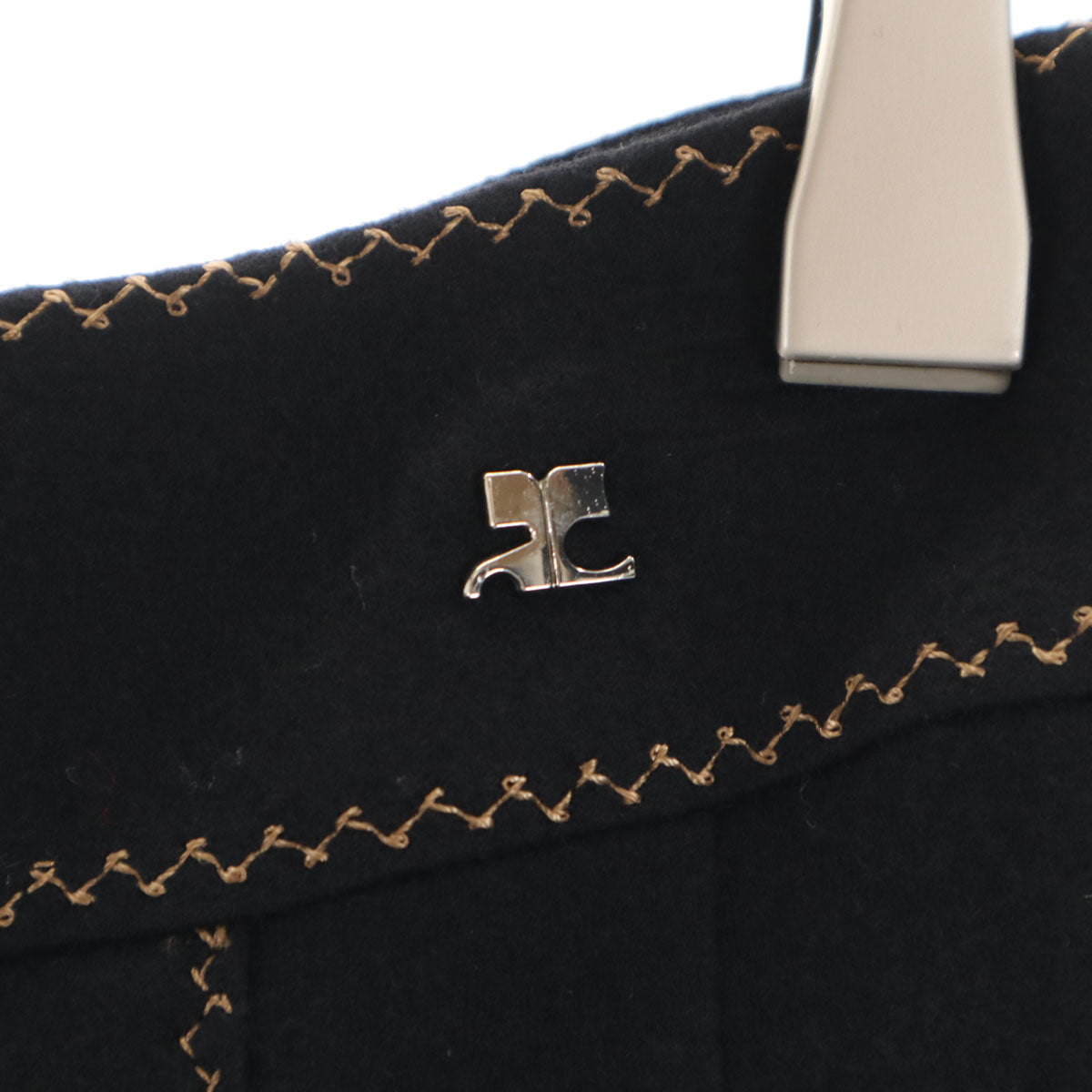 美品 courreges クレージュ ミディ丈 フラノウール フレアスカート 40 ブラック レディース