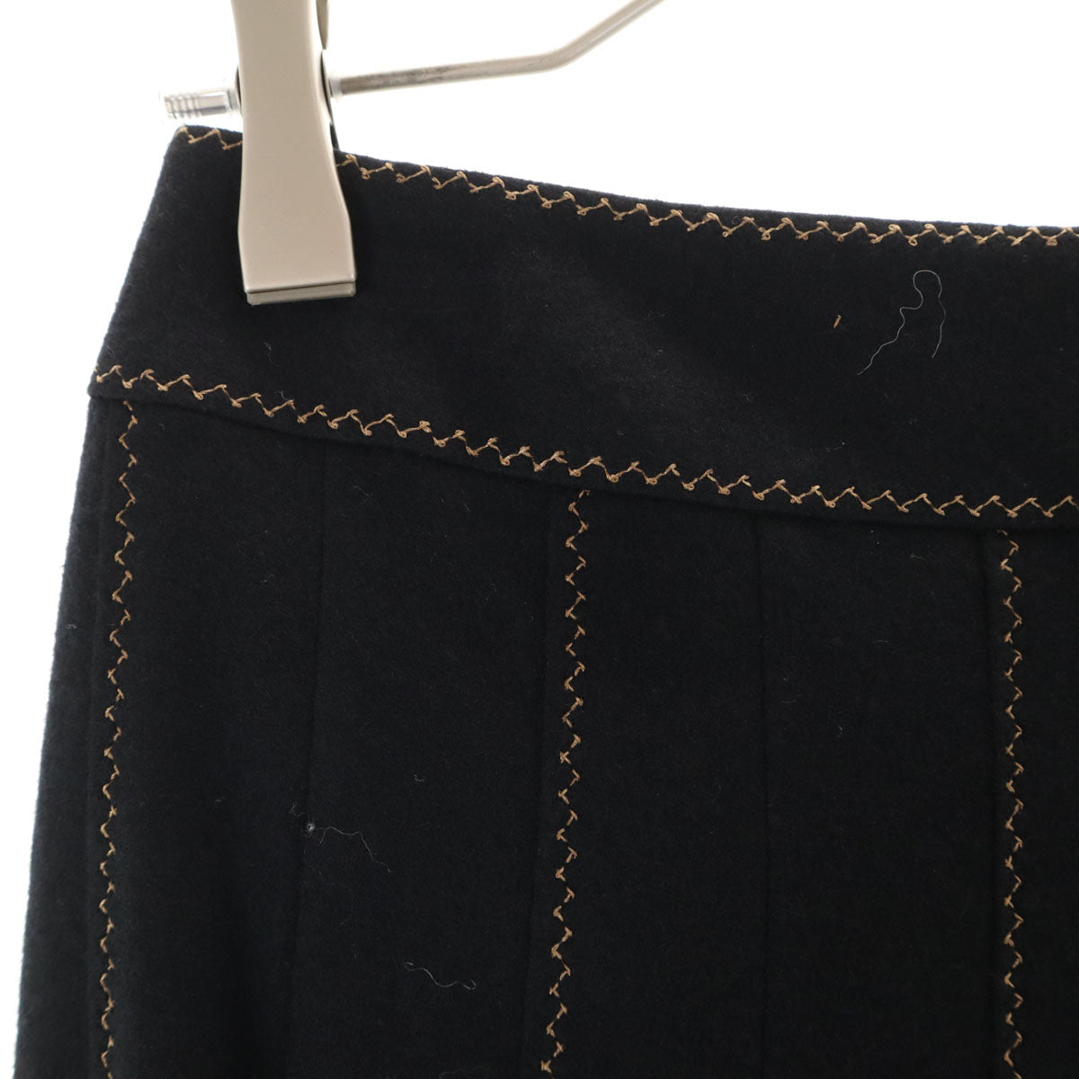 美品 courreges クレージュ ミディ丈 フラノウール フレアスカート 40 ブラック レディース