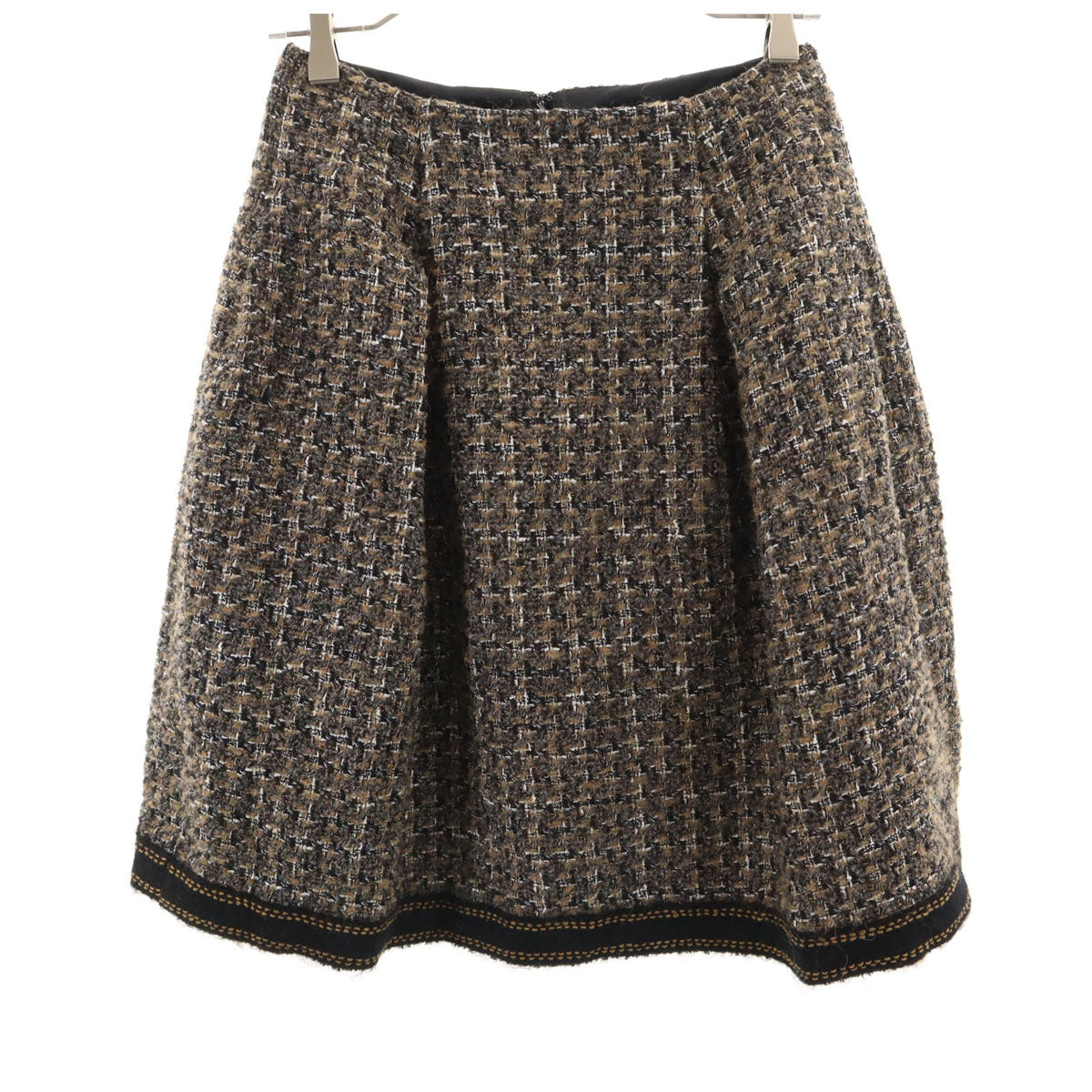 Rene ルネ 日本製 ツイード ミディスカート 34 ブラウン レディース