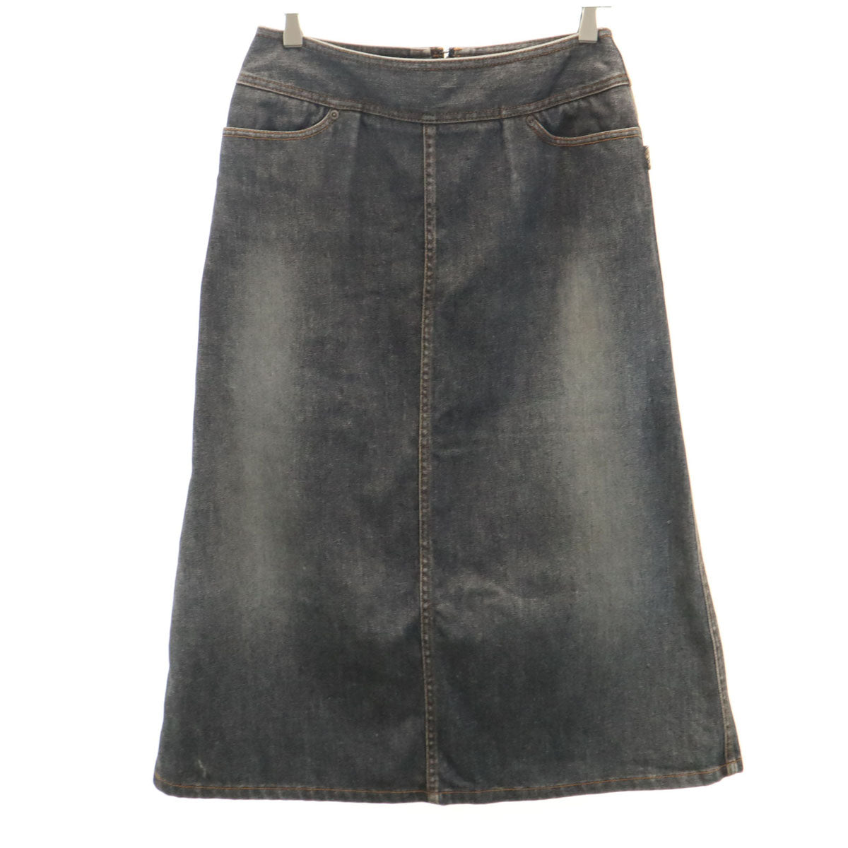 BURBERRY LONDON バーバリーロンドン ミモレ丈 デニムスカート 40 ブラック 三陽商会 レディース
