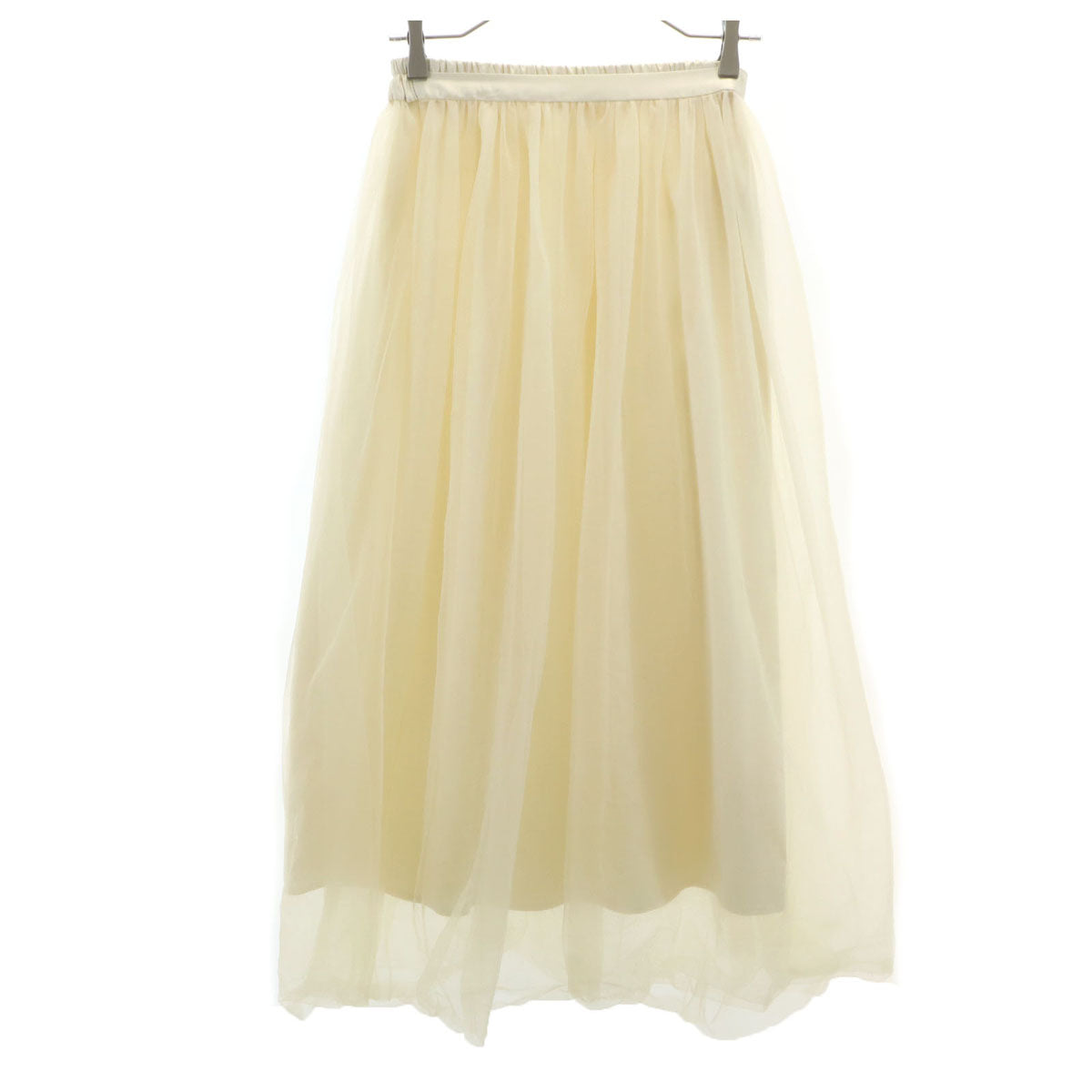 美品 AMERI UNDRESSED アメリ ロング丈 シフォン ギャザースカート M 生成り ペチコート付き レディース