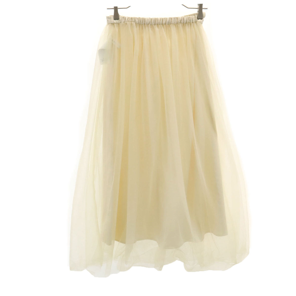 美品 AMERI UNDRESSED アメリ ロング丈 シフォン ギャザースカート M 生成り ペチコート付き レディース