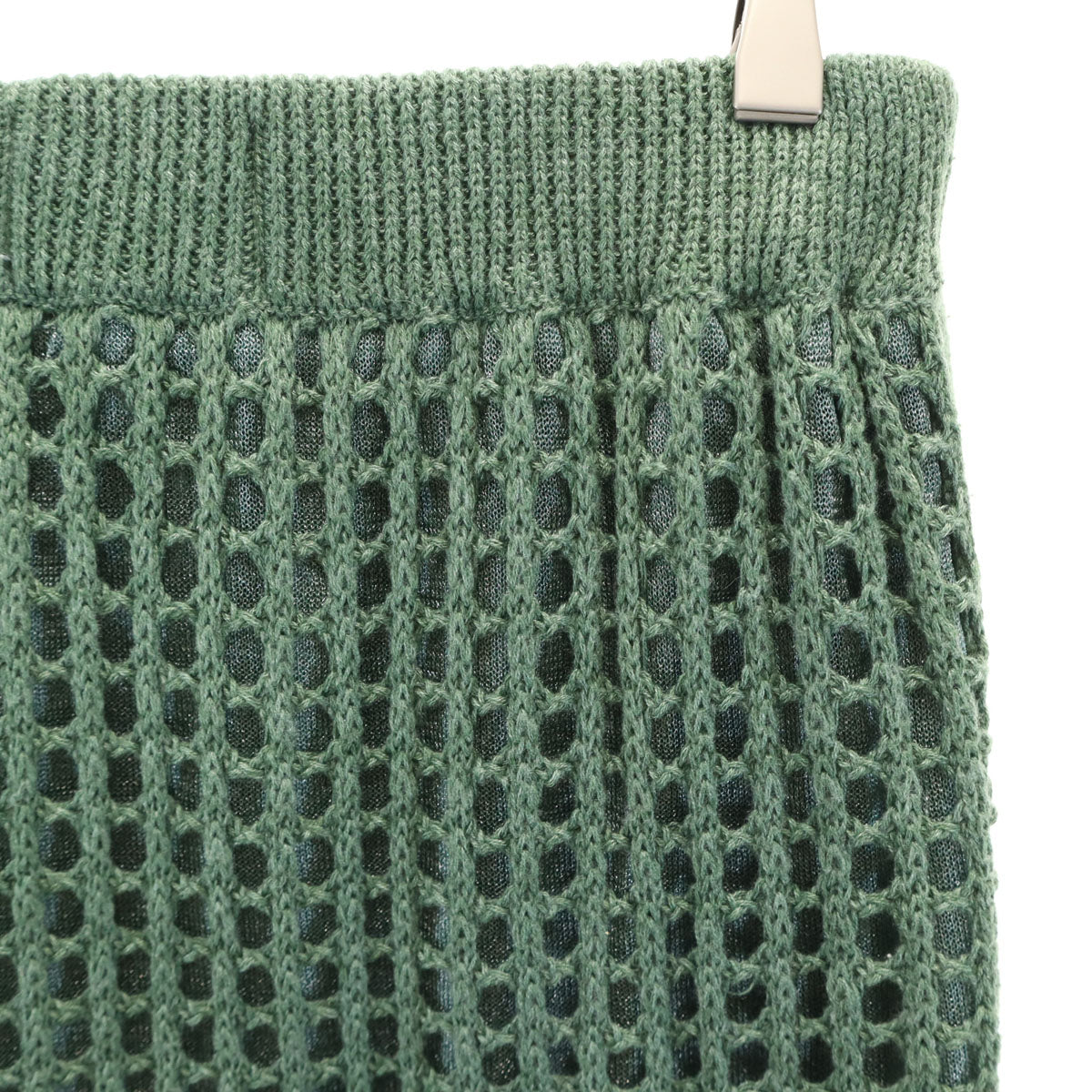 ANERI MEDITTERA LINE アメリ メディタラライン ロング丈 鍵編みニット タイトスカート M グリーン系 レディース