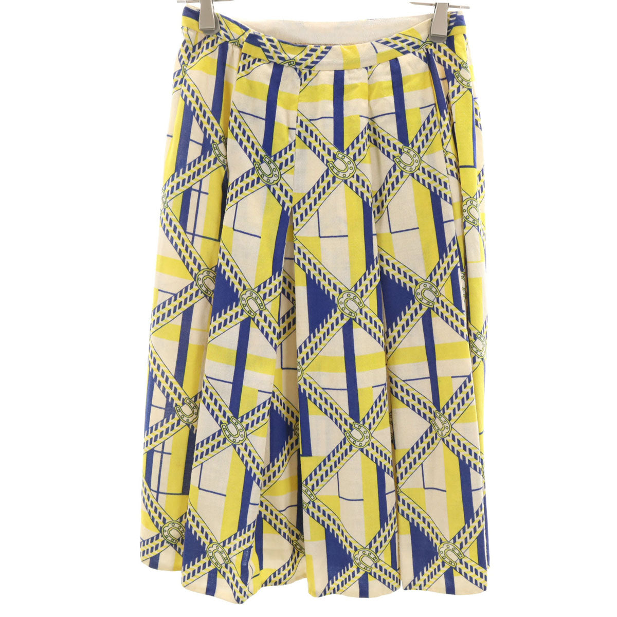 GUCCI グッチ 70s 80s イタリア製 ヴィンテージ ミディ丈 プリーツスカート 44 イエロー系 レディース
