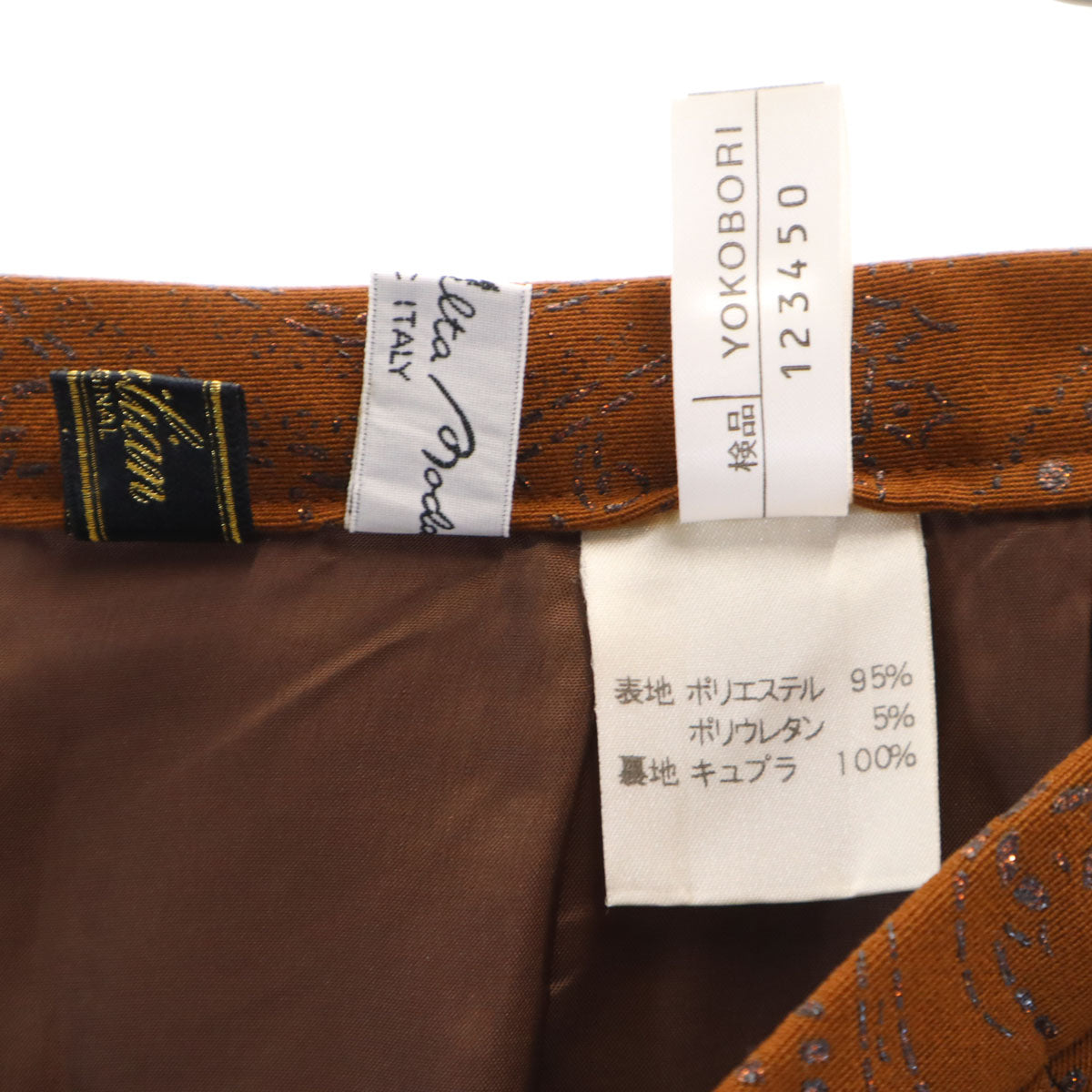 美品 Leilian レリアン 日本製 総柄 膝丈スカート 13+ ブラウン レディース