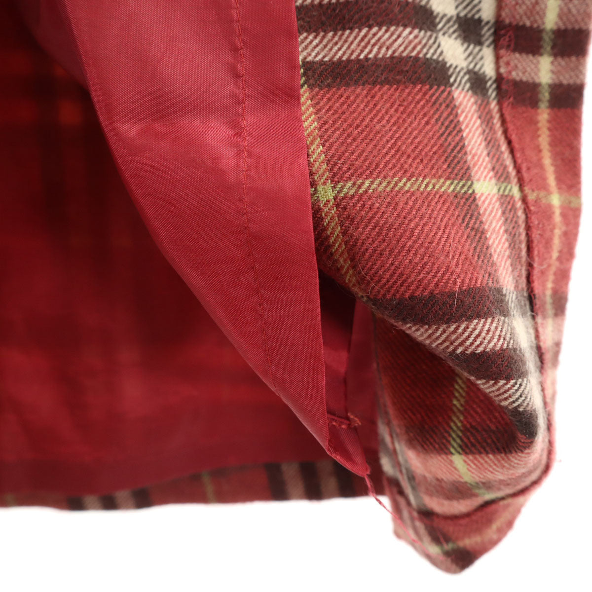 BURBERRY LONDON BLUE LABEL バーバリー ロンドン ブルーレーベル アルパカブレンド チェック柄 膝丈スカート 38 レッド系 三陽商会 レディース