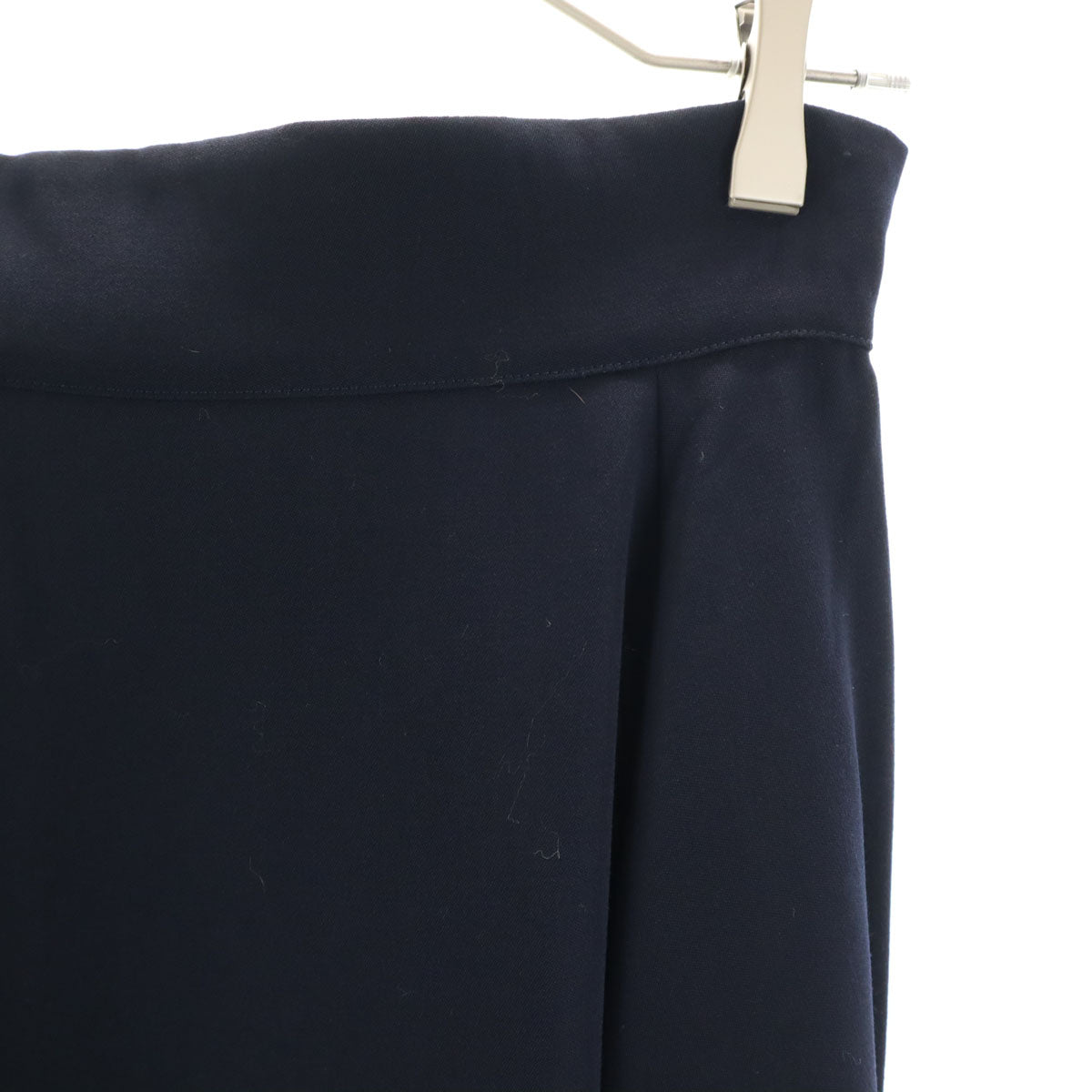 Y's ワイズ 日本製 ウール100% ロング丈 フレアスカート ネイビー