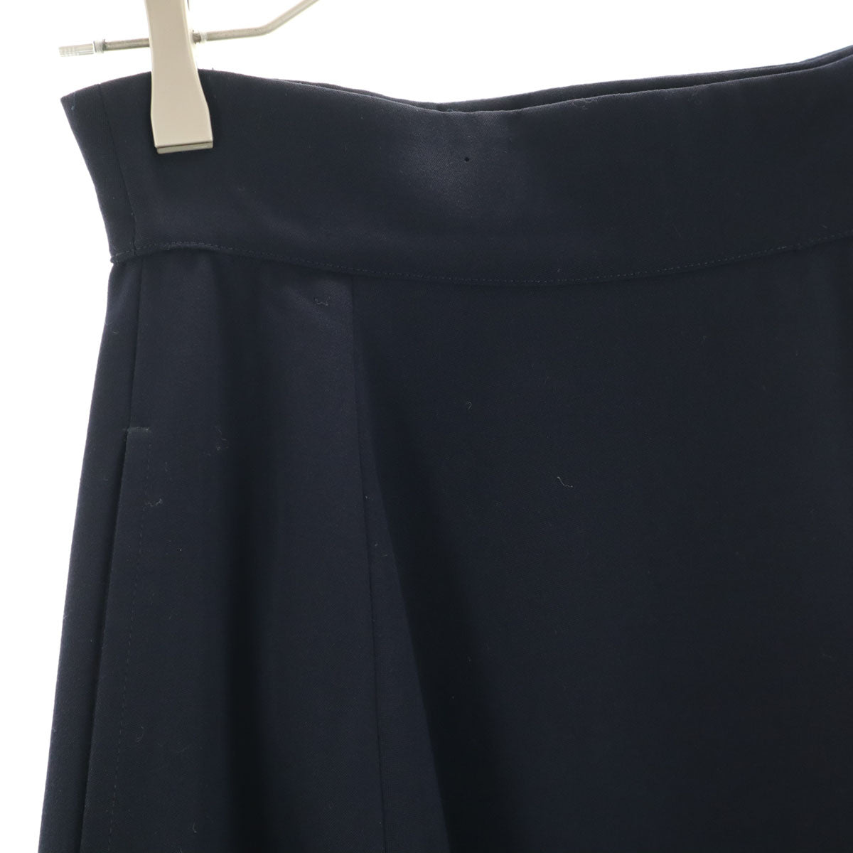 Y's ワイズ 日本製 ウール100% ロング丈 フレアスカート ネイビー レディース