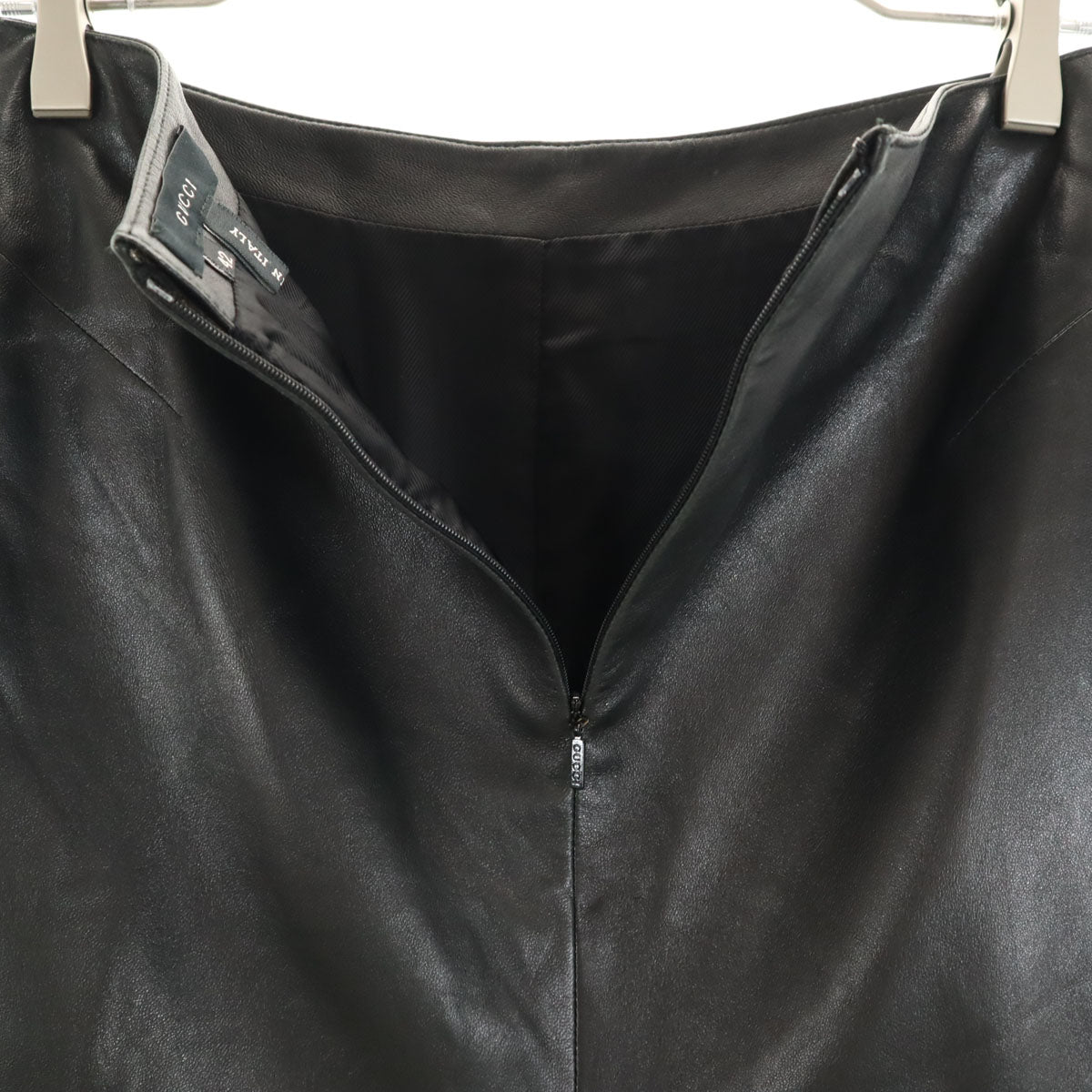 GUCCI グッチ イタリア製 ミディ丈 羊革 レザー スカート 42 ブラック レディース