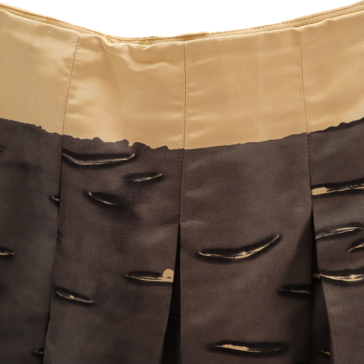 PRADA プラダ イタリア製 シルク 総柄 ミディ丈 プリーツスカート 38 チャコールグレー レディース