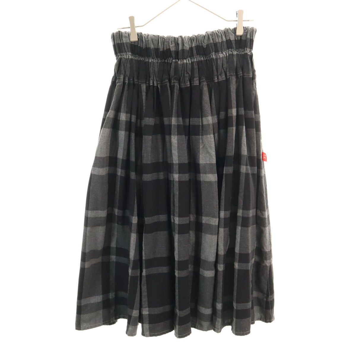 Y's ワイズ 日本製 チェック柄 ロング丈 ギャザースカート 1 チャコールグレー レディース