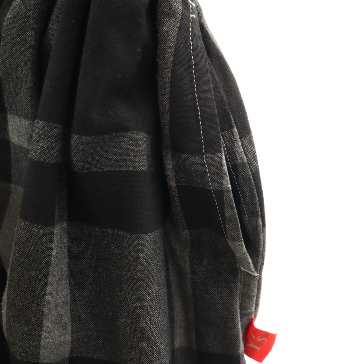 Y's ワイズ 日本製 チェック柄 ロング丈 ギャザースカート 1 チャコールグレー レディース