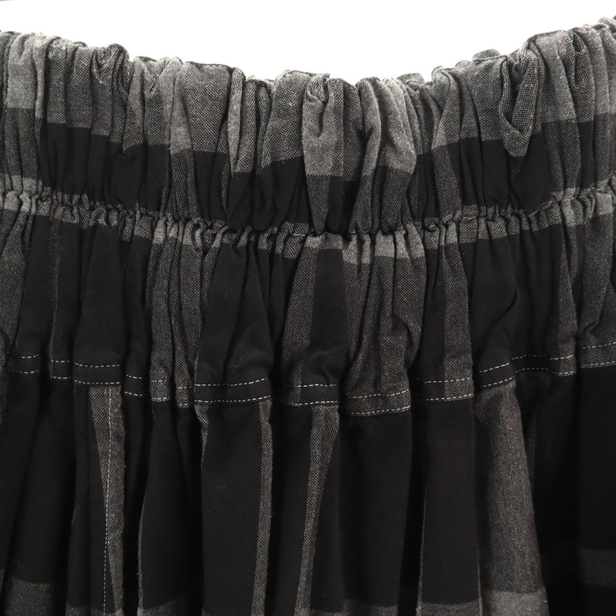 Y's ワイズ 日本製 チェック柄 ロング丈 ギャザースカート 1 チャコールグレー レディース