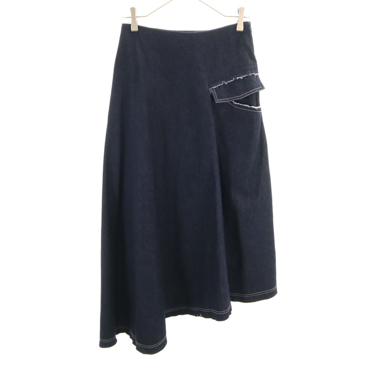 美品 Y's ワイズ 日本製 ロング丈 アシメ デニムスカート 1 インディゴ レディース