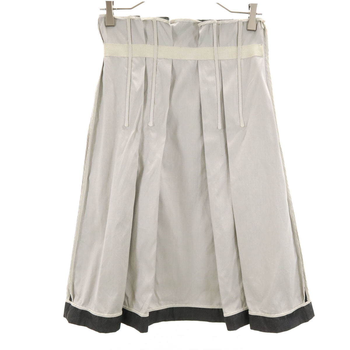 PRADA プラダ イタリア製 ミディ丈 プリーツスカート 38 グレー系 レディース