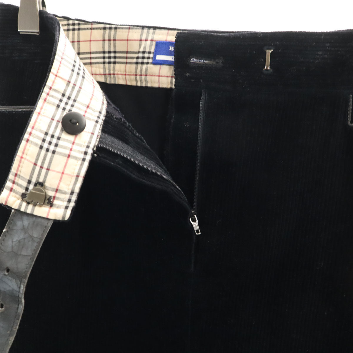 BURBERRY BLUE LABEL バーバリーブルーレーベル ミディ丈 コーデュロイ スカート 38 ブラック系 三陽商会 レディース
