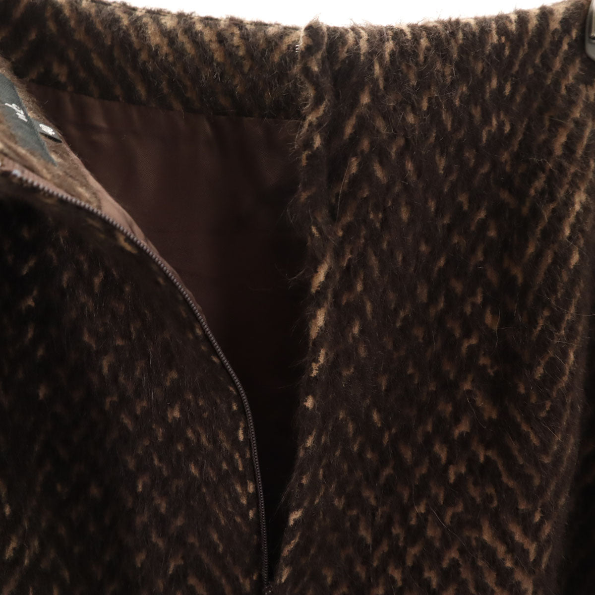 未使用 wb ダブルビー 日本製 アルパカブレンド 総柄 ミモレ丈 タイトスカート 40 ブラウン レディース