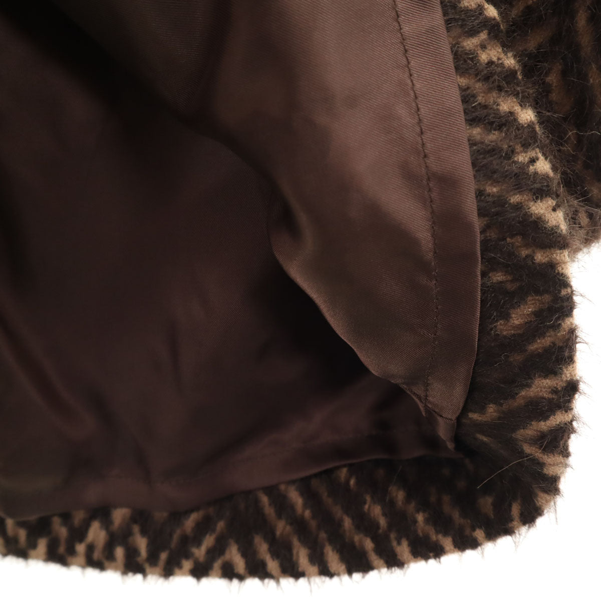 未使用 wb ダブルビー 日本製 アルパカブレンド 総柄 ミモレ丈 タイトスカート 40 ブラウン レディース