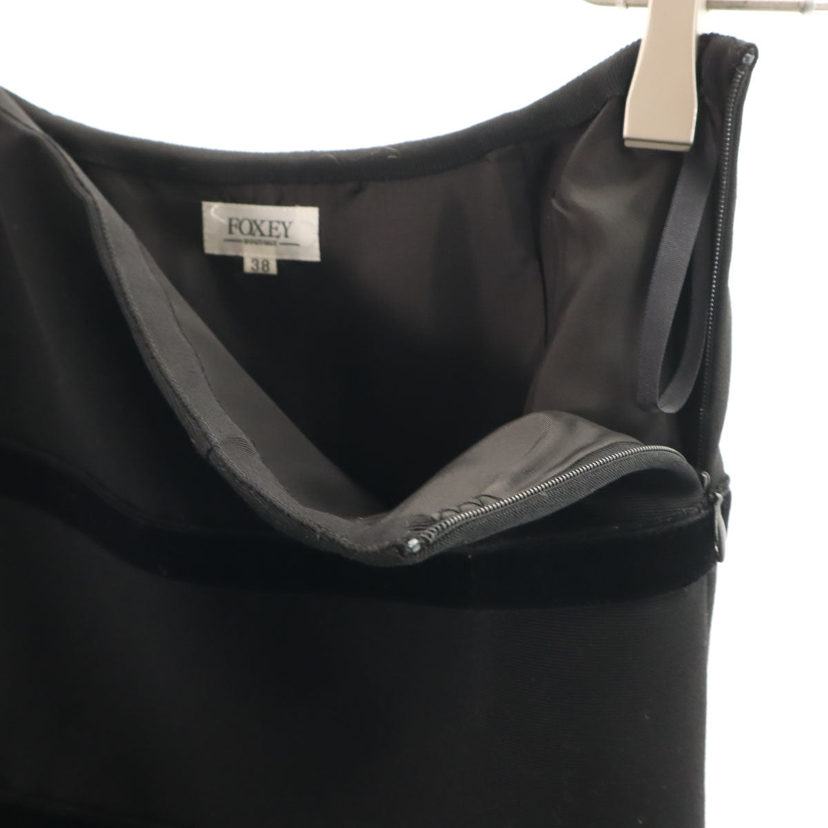 FOXEY フォクシー 日本製 ウール ミディ丈 フレアスカート 38 ブラック レディース