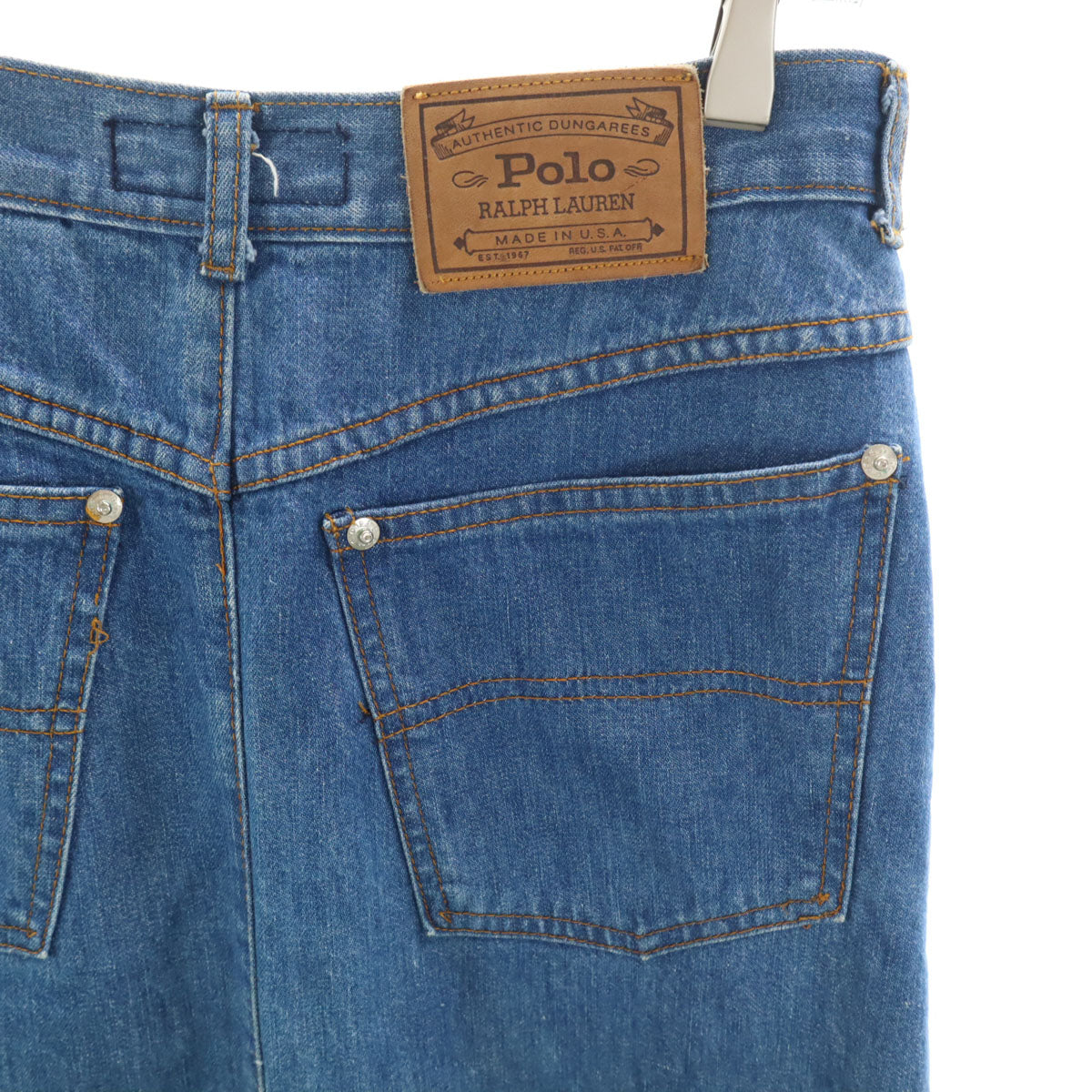 RALPH LAUREN ラルフローレン 90s USA製 オールド ミモレ丈 デニム タイトスカート 6 ウォッシュブルー レディース