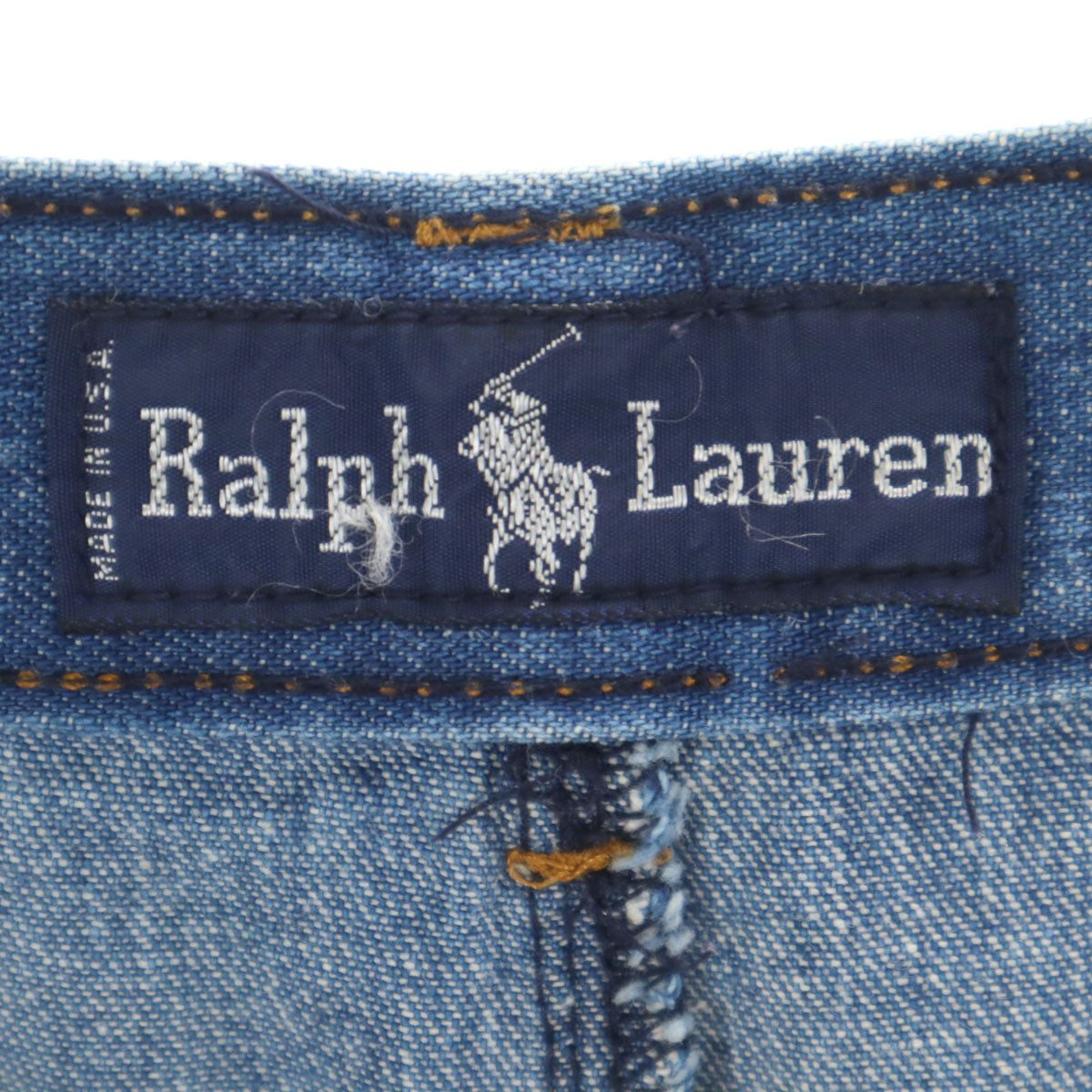RALPH LAUREN ラルフローレン 90s USA製 オールド ミモレ丈 デニム タイトスカート 6 ウォッシュブルー レディース
