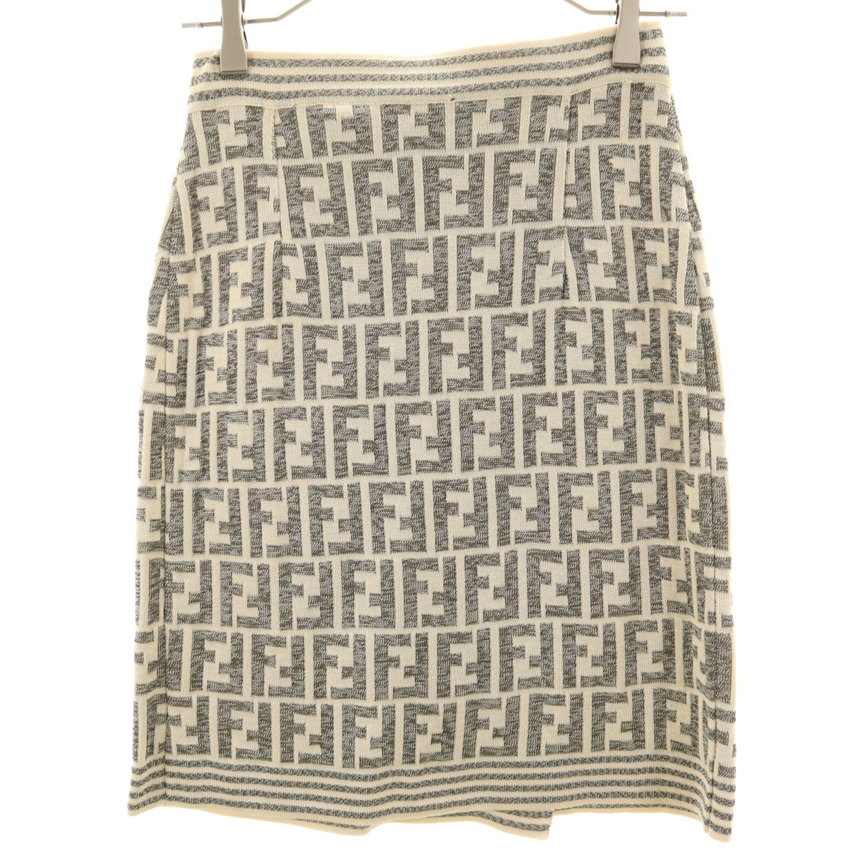 未使用 FENDI フェンディ ズッカ柄 ミディ丈 ニット ラップスカート 40 ベージュ レディース