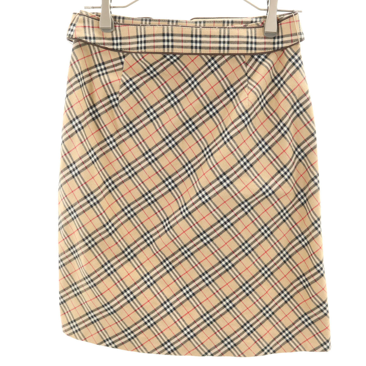 BURBERRY LONDON BLUE LABEL バーバリー ロンドン ブルーレーベル ノバチェック柄 ミディ丈 タイトスカート 38 ベージュ 三陽商会 レディース
