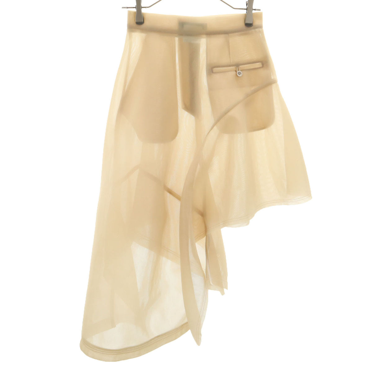 UJOH ウジョー 日本製 ミディ丈 アシンメトリック フリルスカート 2 ベージュ レディース