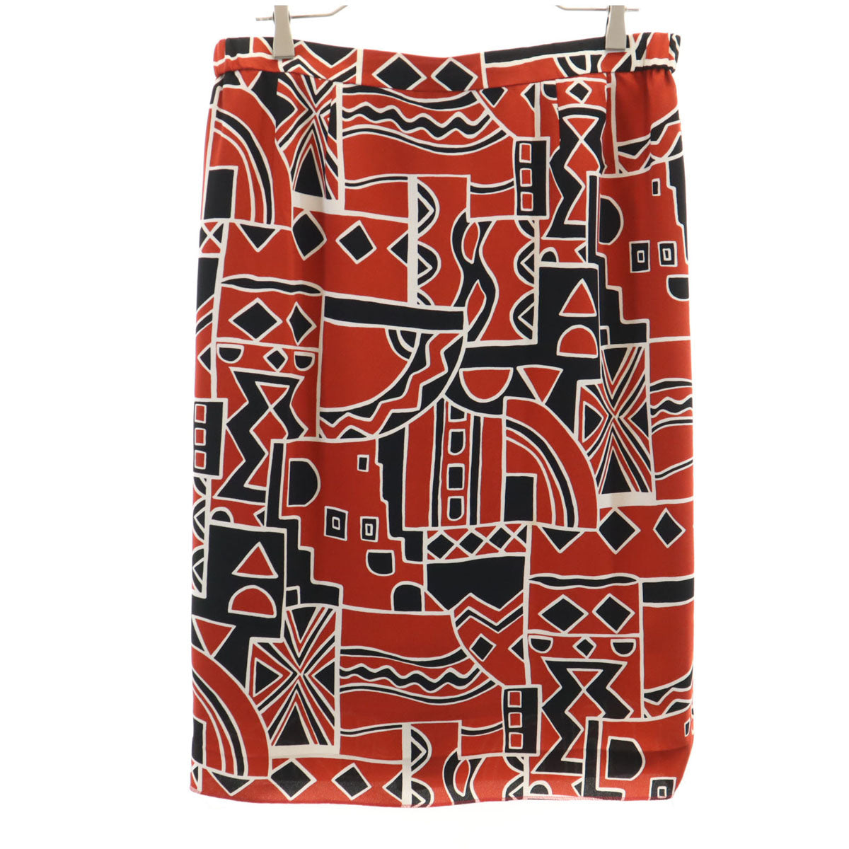 GIVENCHY GLAMOUR ジバンシィ グラマー 90s オールド 総柄 ミモレ丈 タイトスカート 13 赤茶 レディース