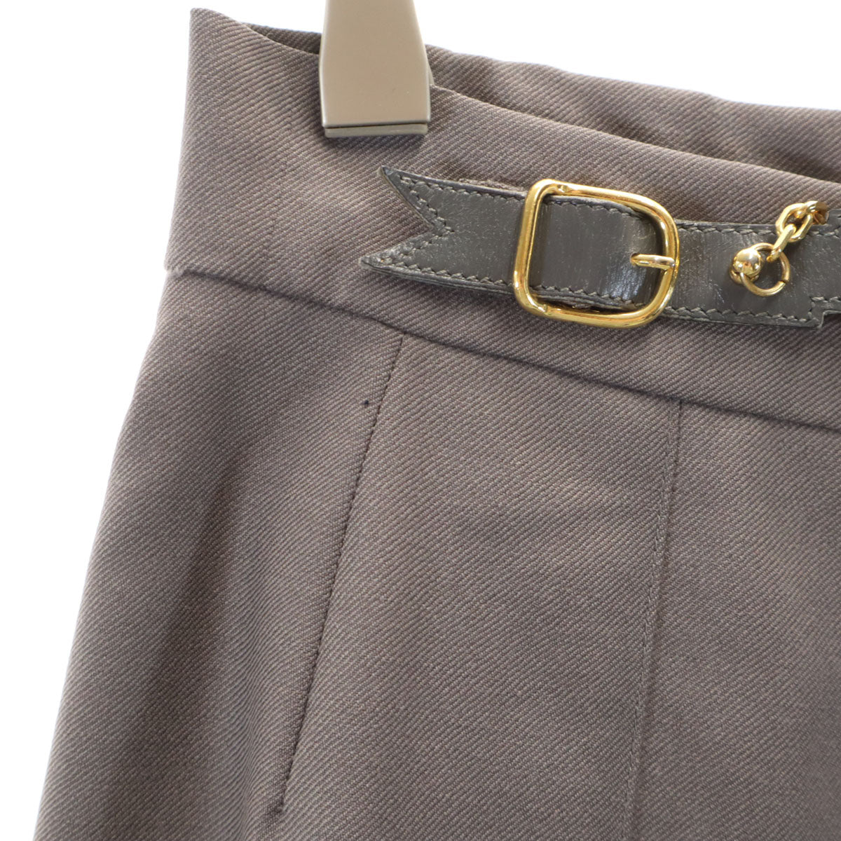 HERMES エルメス フランス製 ミモレ丈 ラップスカート 42 グレー レディース