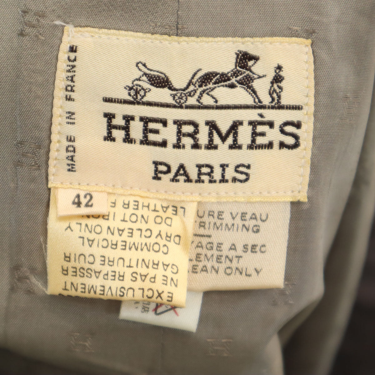 HERMES エルメス フランス製 ミモレ丈 ラップスカート 42 グレー レディース