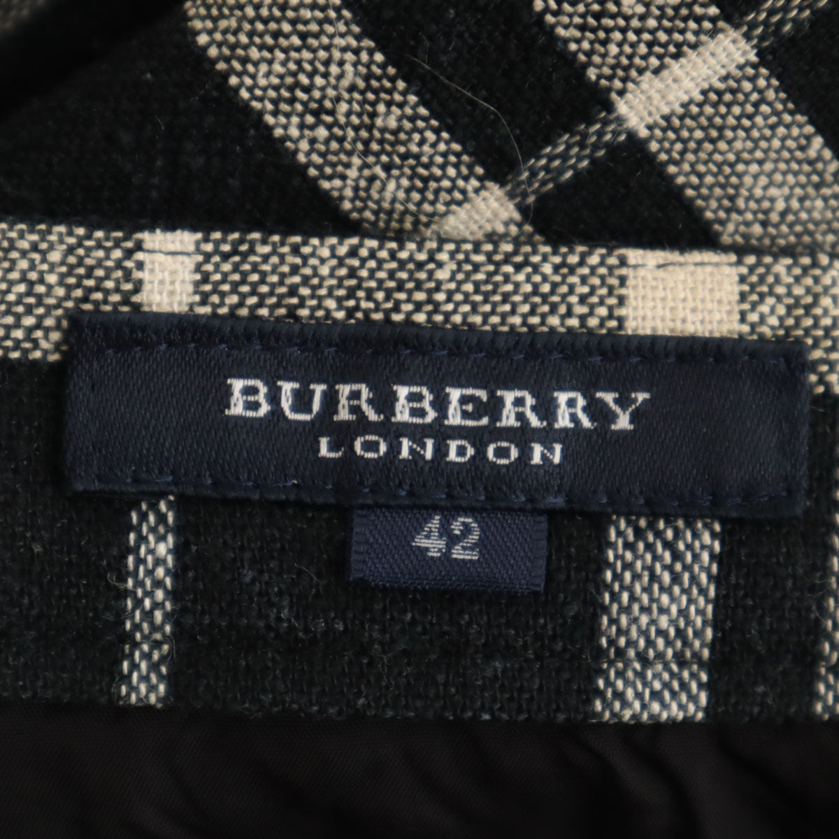 BURBERRY LONDON バーバリーロンドン チェック柄 膝丈スカート 42 ブラック 三陽商会 レディース