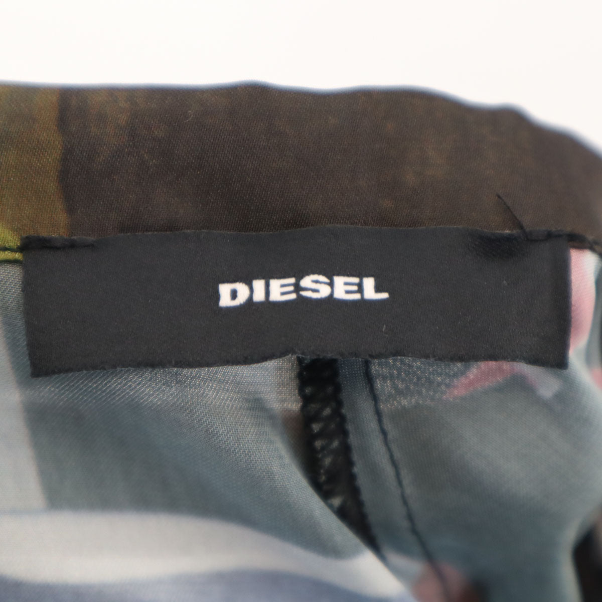 DIESEL ディーゼル 総柄 ミモレ丈 フレアスカート XS ブラック レディース