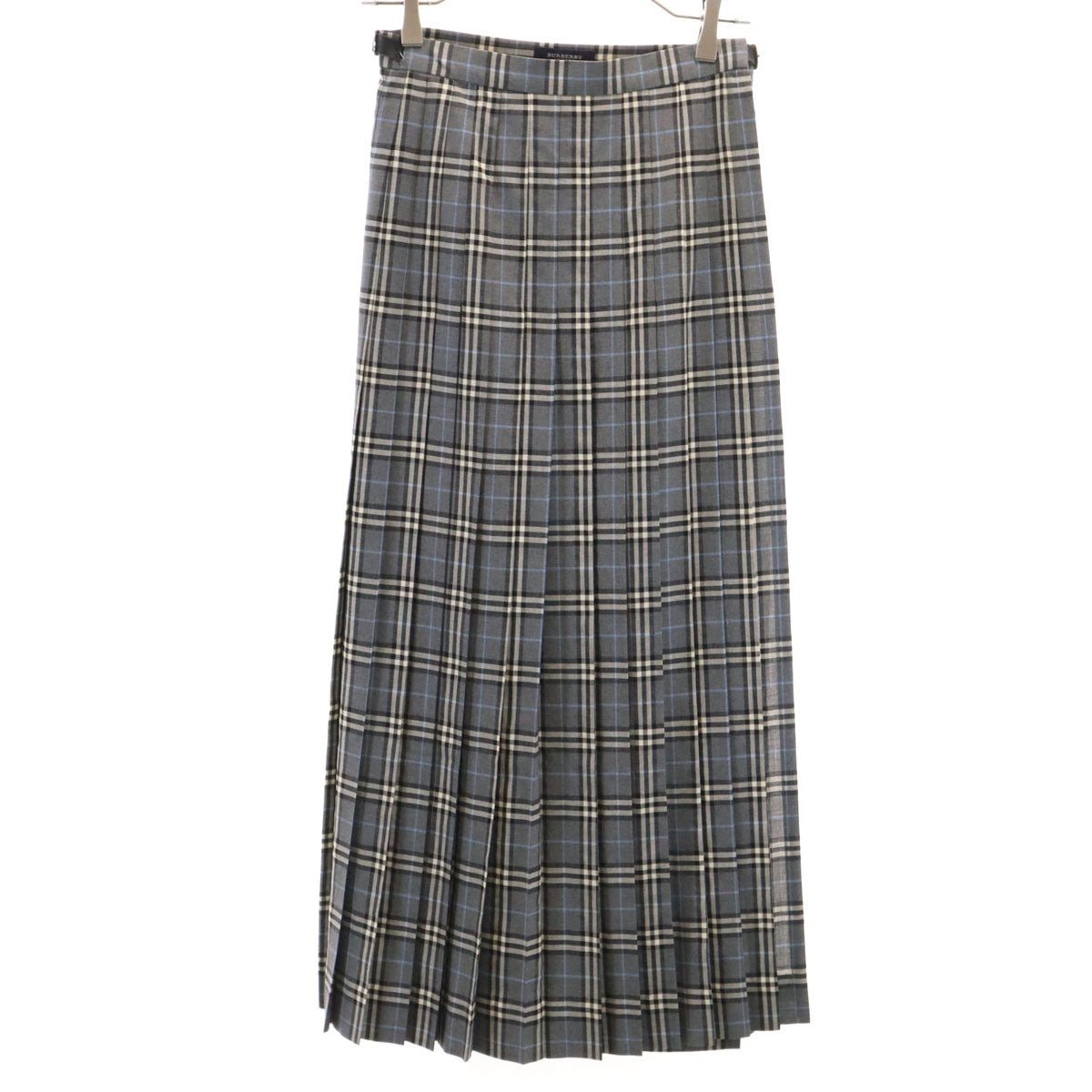 BURBERRY LONDON バーバリーロンドン チェック柄 ロング丈 プリーツスカート 38 グレー 三陽商会 レディース