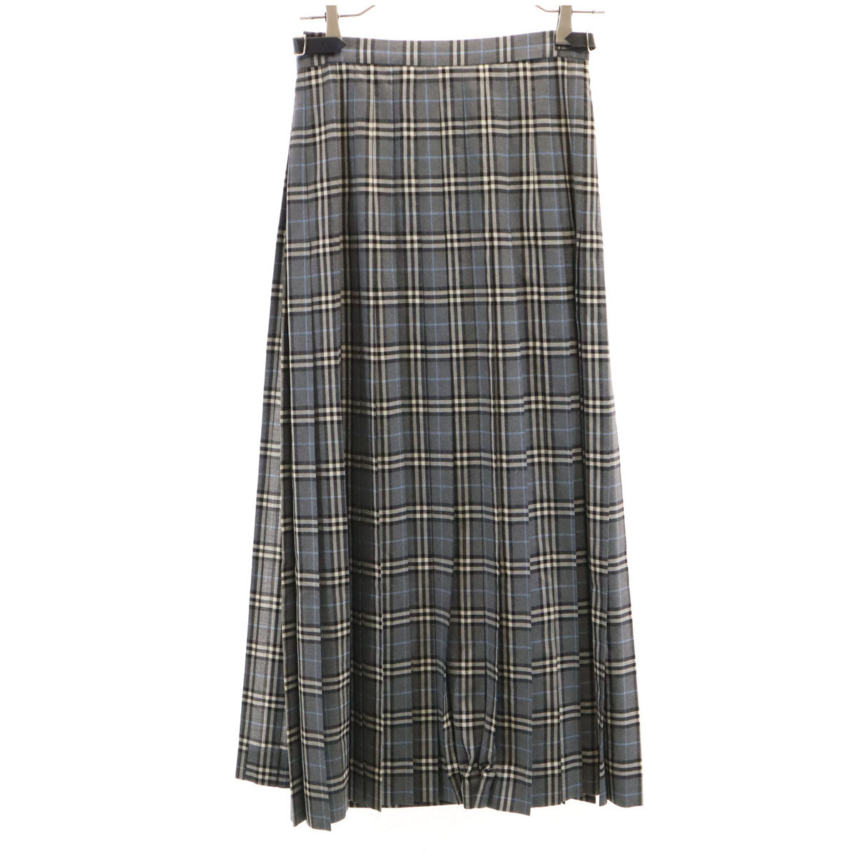 BURBERRY LONDON バーバリーロンドン チェック柄 ロング丈 プリーツスカート 38 グレー 三陽商会 レディース