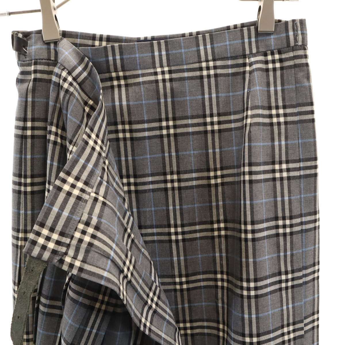 BURBERRY LONDON バーバリーロンドン チェック柄 ロング丈 プリーツスカート 38 グレー 三陽商会 レディース