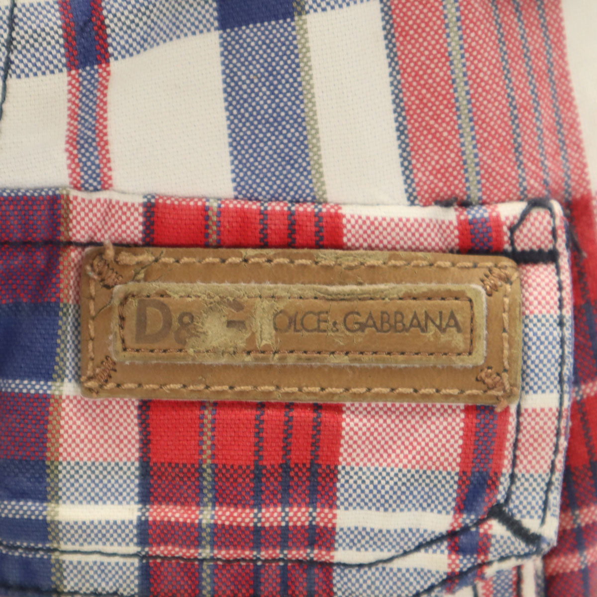 D&G DOLCE&GABBANA ディーアンドジー ドルチェアンドガッバーナ イタリア製 チェック柄 カーゴショートパンツ 44 レッド メンズ