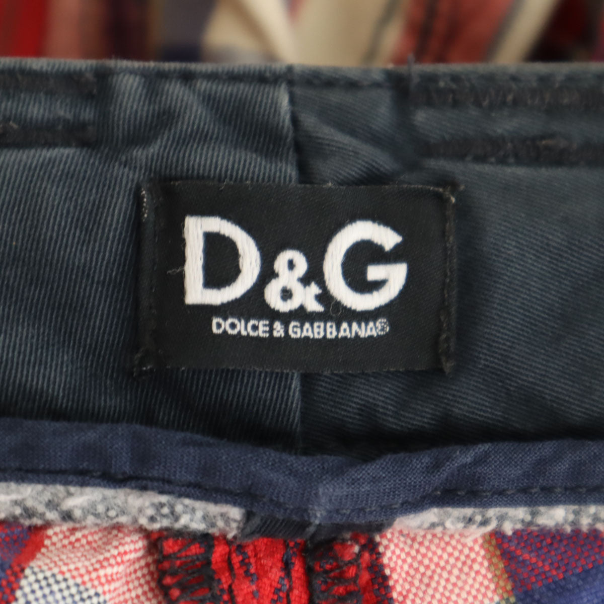D&G DOLCE&GABBANA ディーアンドジー ドルチェアンドガッバーナ イタリア製 チェック柄 カーゴショートパンツ 44 レッド メンズ