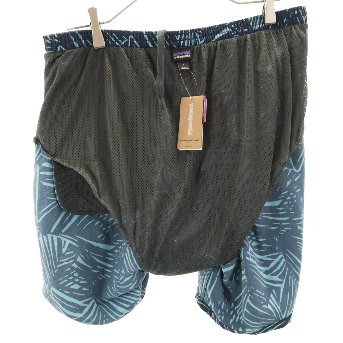 未使用 patagonia パタゴニア リーフ柄 バギーズ ショートパンツ L ネイビー 58034SP19 アウトドア メンズ