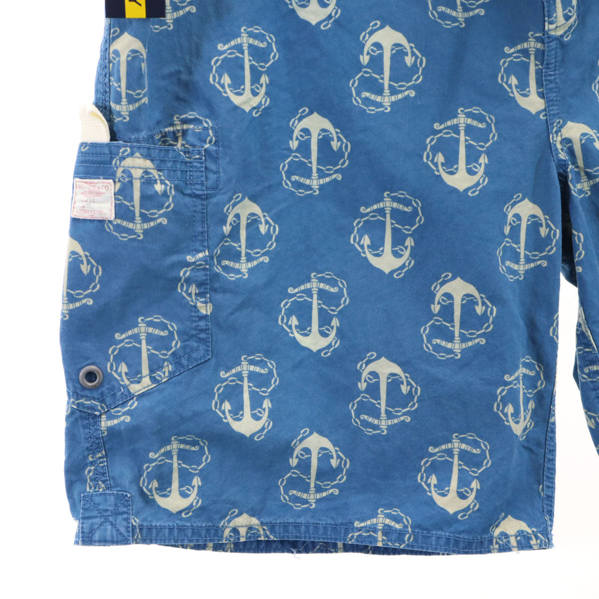 RALPH LAUREN RUGBY ラルフローレン ラグビー 未使用 総柄 ショートパンツ W36 ブルー系 イカリ タグ付き メンズ