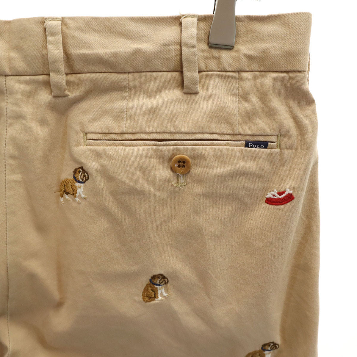 POLO RALPH LAUREN ポロラルフローレン ブルドッグ刺繍 チノショートパンツ W32 ベージュ メンズ