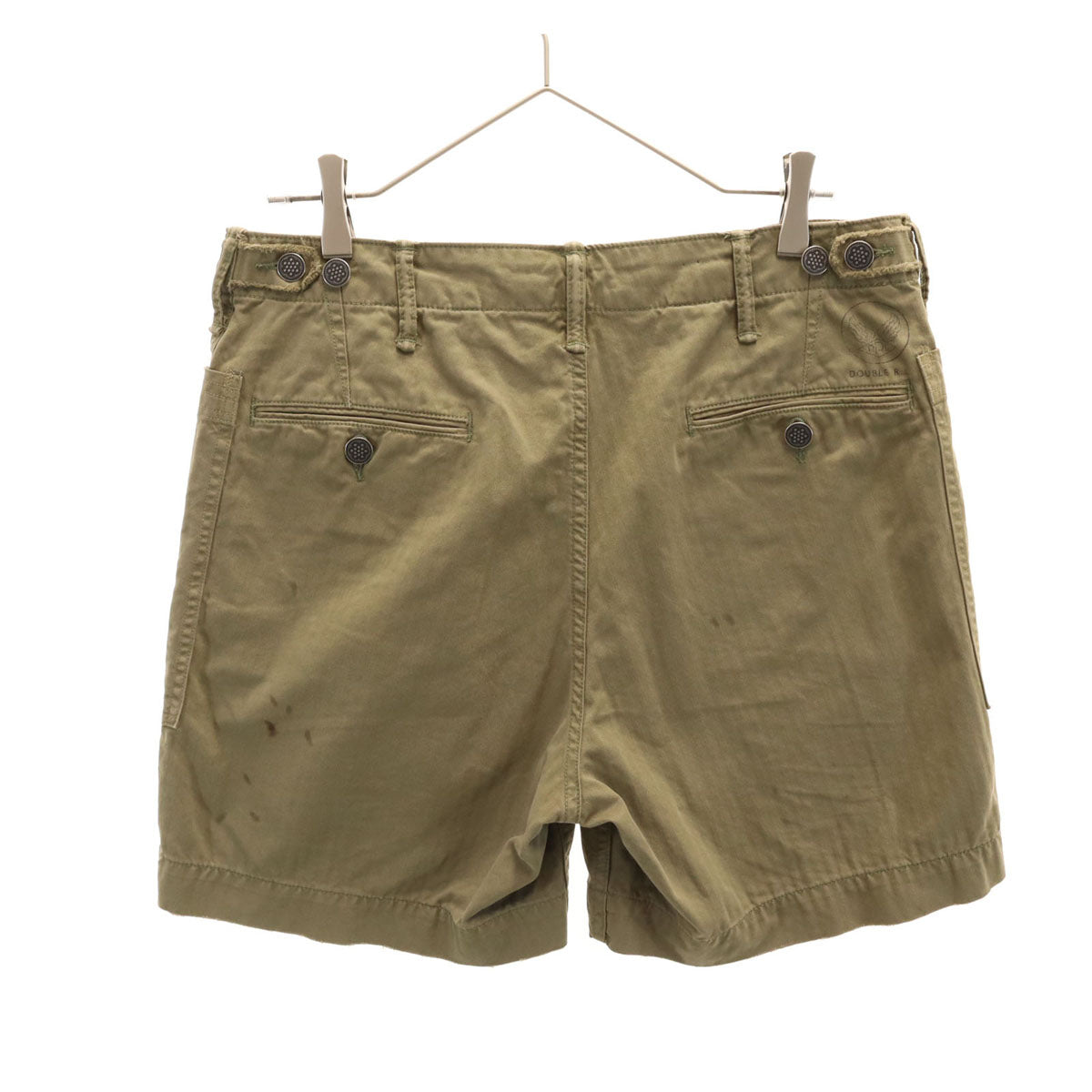 ダブルアールエル RRL ヘリンボーン リペア加工 ショートパンツ W30 オリーブ系 RALPH LAUREN ラルフローレン メンズ