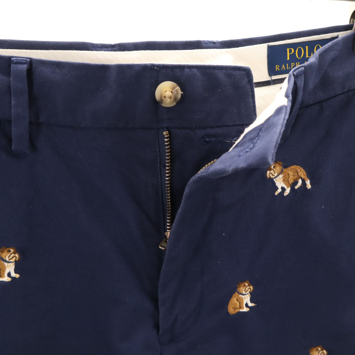 POLO RALPH LAUREN ポロラルフローレン ブルドッグ刺繍 チノショートパンツ W28 ネイビー メンズ