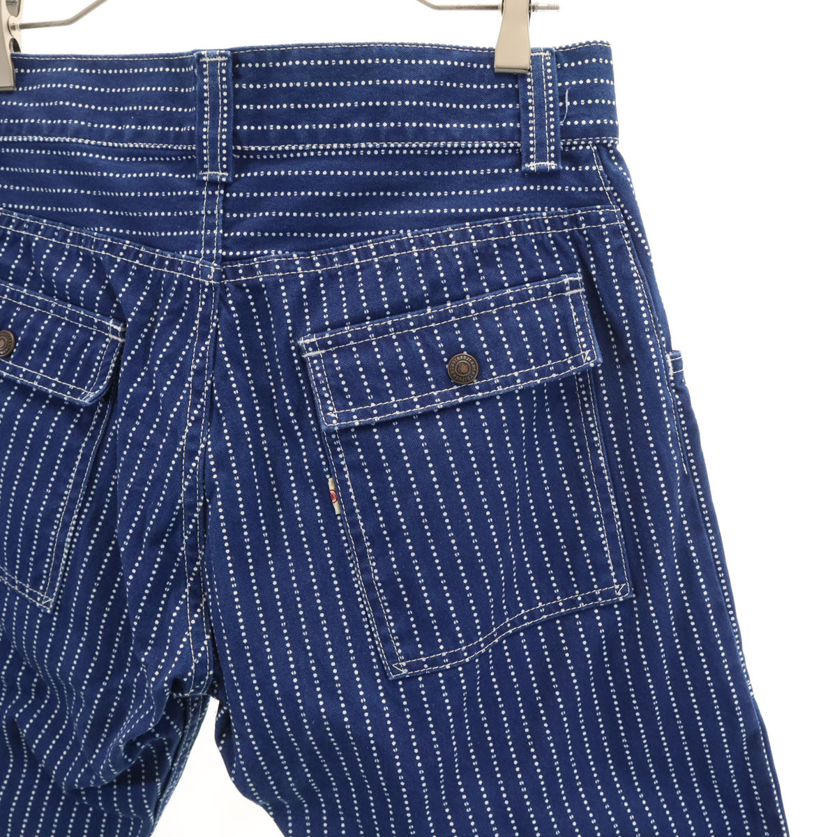 MOMOTARO JEANS 桃太郎ジーンズ 日本製 ストライプ柄 カーゴショートパンツ W30 ネイビー メンズ