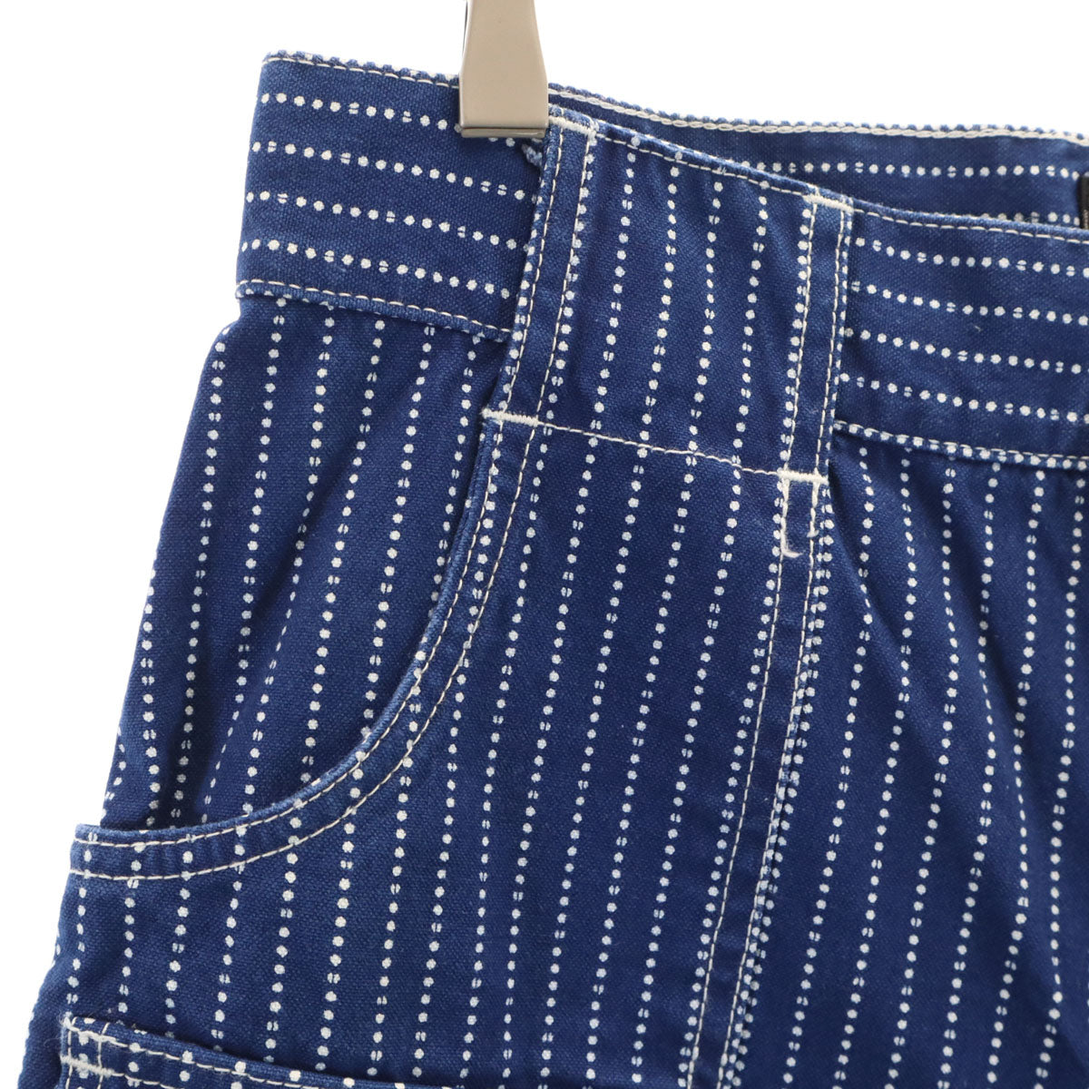MOMOTARO JEANS 桃太郎ジーンズ 日本製 ストライプ柄 カーゴショートパンツ W30 ネイビー メンズ