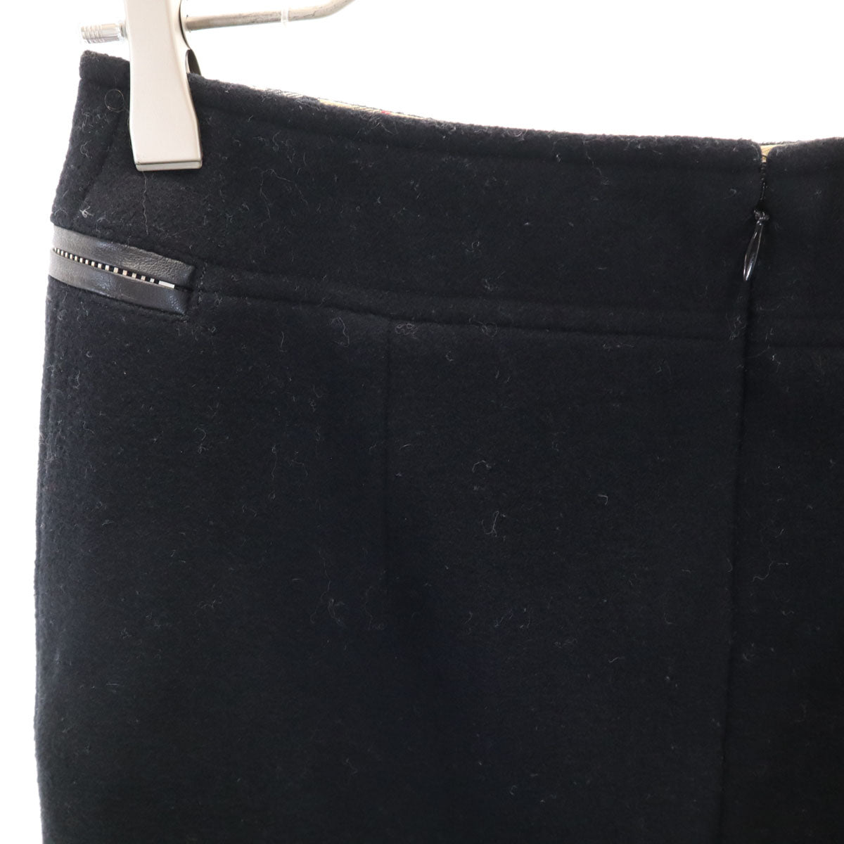 Burberrys OF LOINDON BLUE LABEL バーバリーズオブロンドンブルーレーベル 90s オールド メルトンウール ミディスカート 38 ブラック 三陽商会 レディース