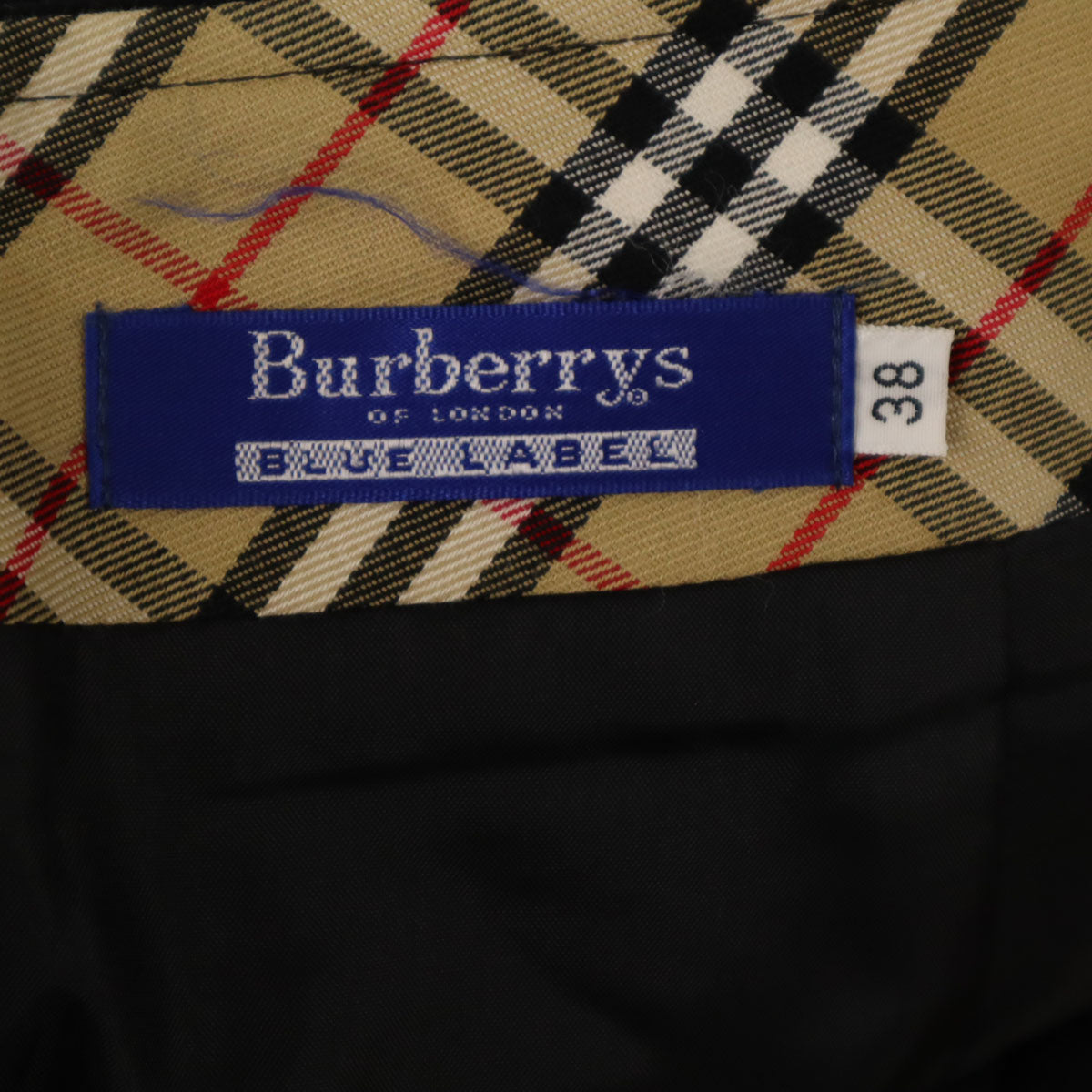 Burberrys OF LOINDON BLUE LABEL バーバリーズオブロンドンブルーレーベル 90s オールド メルトンウール ミディスカート 38 ブラック 三陽商会 レディース